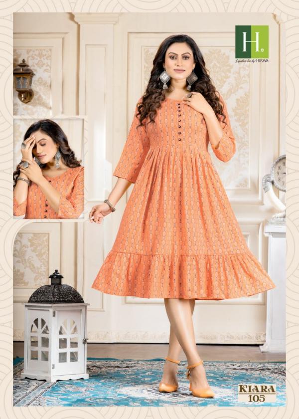 Hirwa Kiara Fancy Wear Rayon Designer Kurti Collection